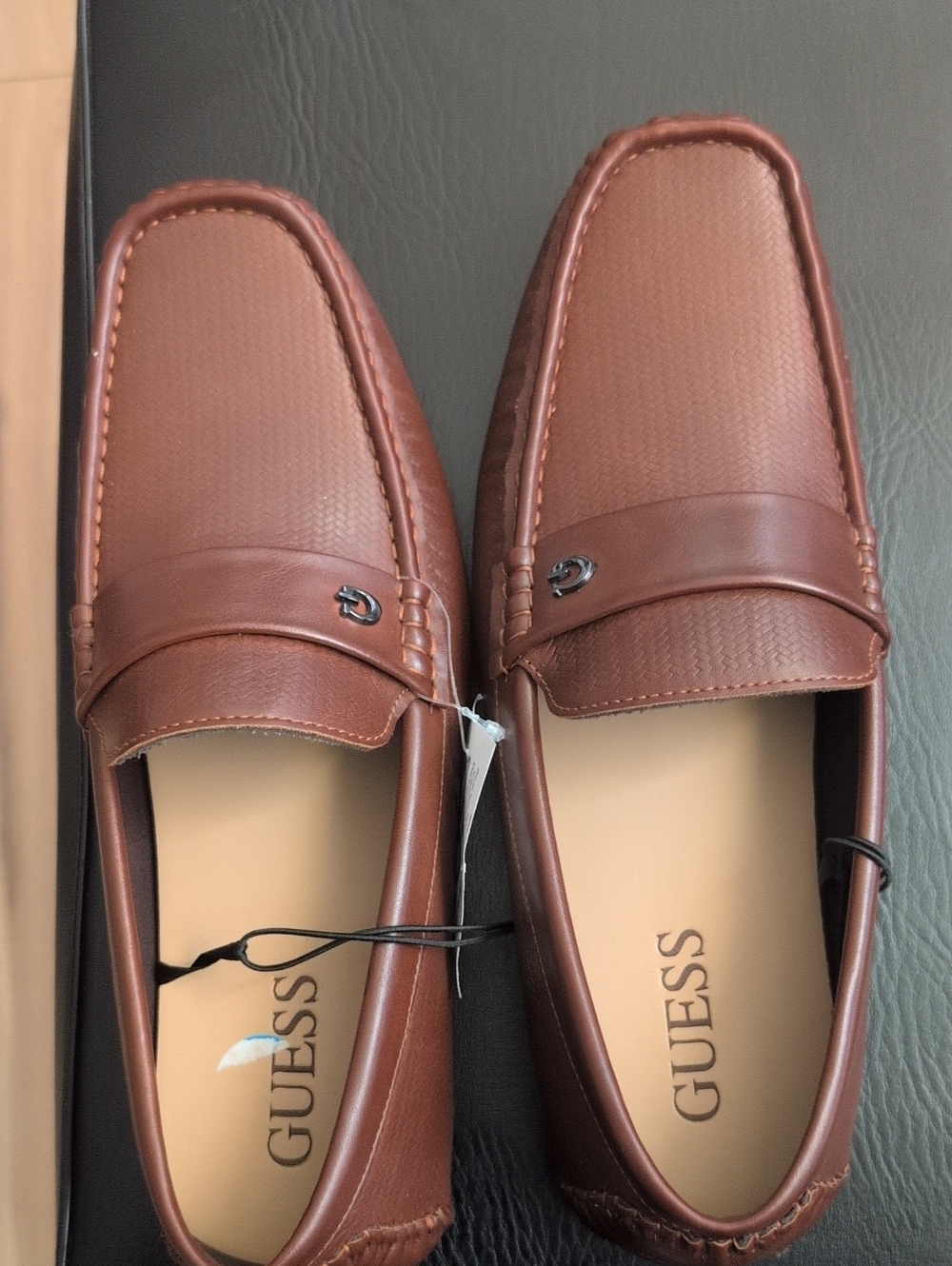GUESS Men’s Brown Leather Penny Loafers